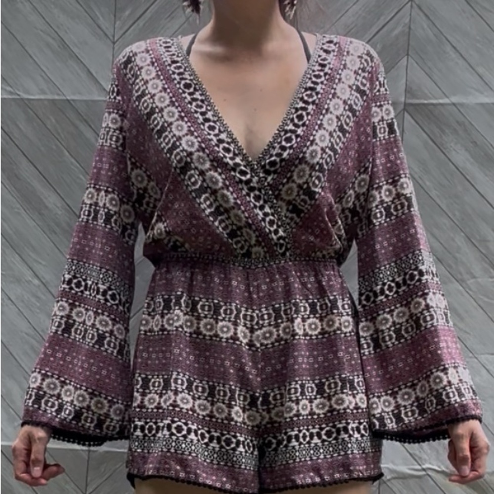 ILLA ILLA Red and Black Patterned Romper